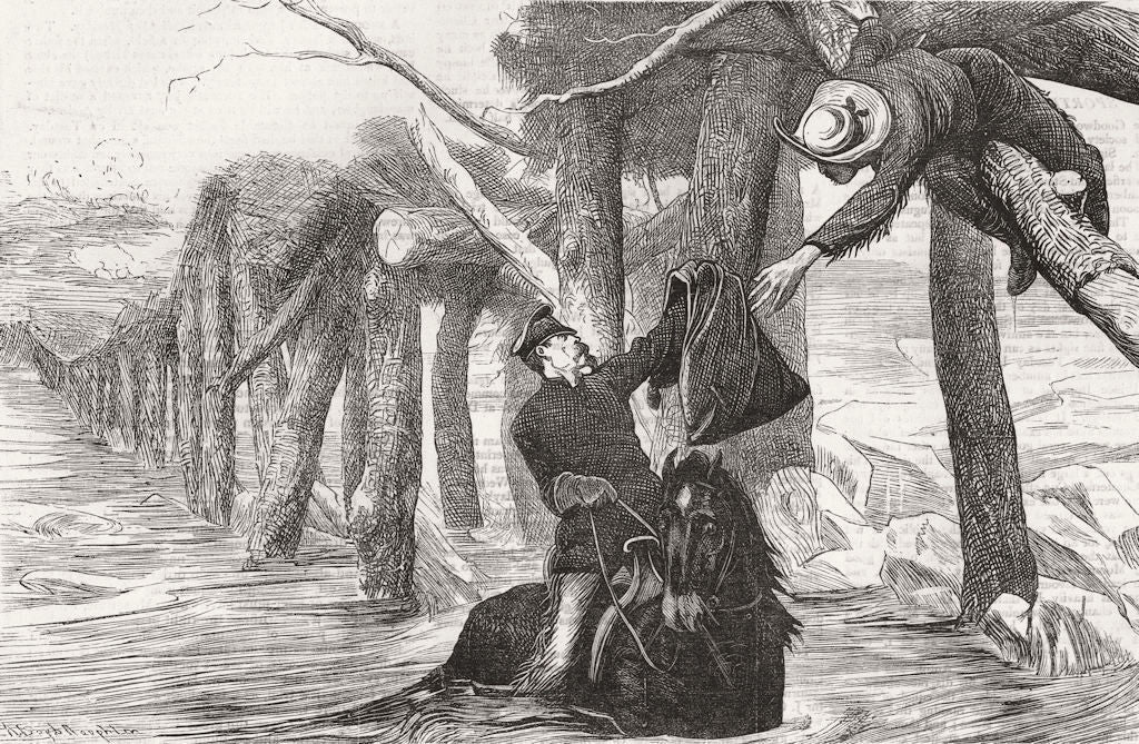 USA. Far west. Carrying mail 1871 old antique vintage print picture